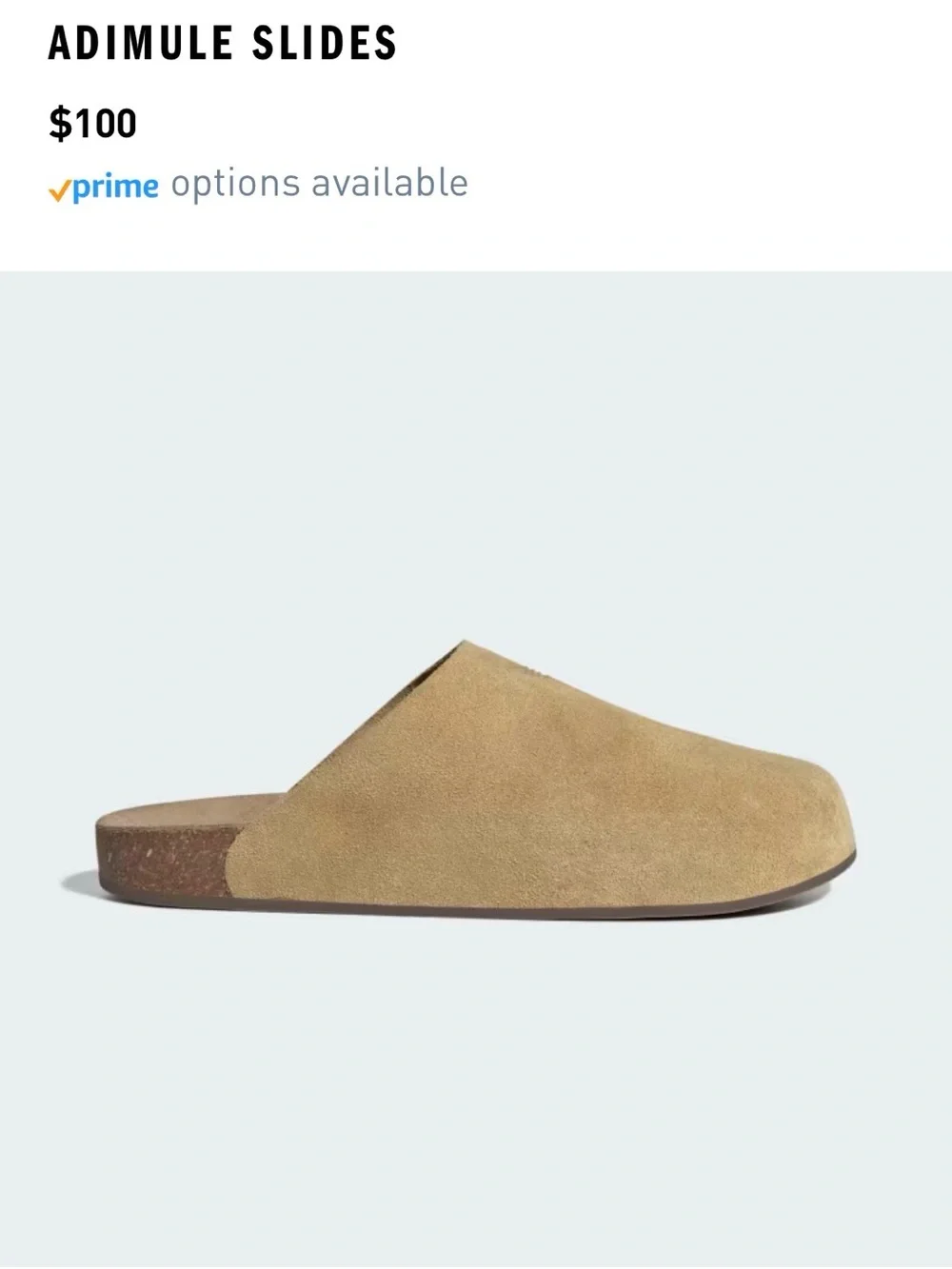 Adimule Slides Tan Suede Slip-On Mule NWT